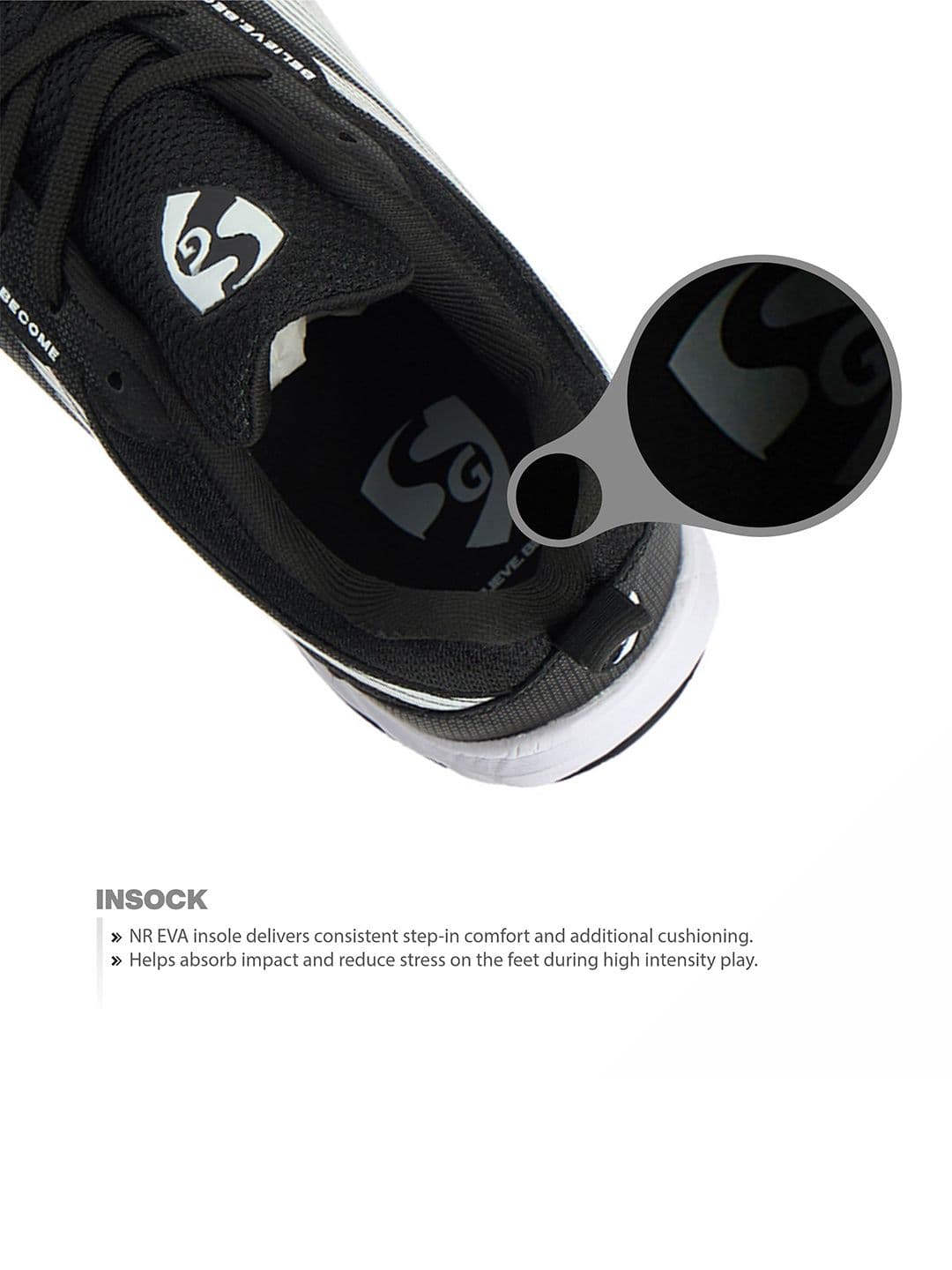 SG Ease Black-white All-court shoes best for Badminton Pickleball & Tennis Shoes thumbnail 2