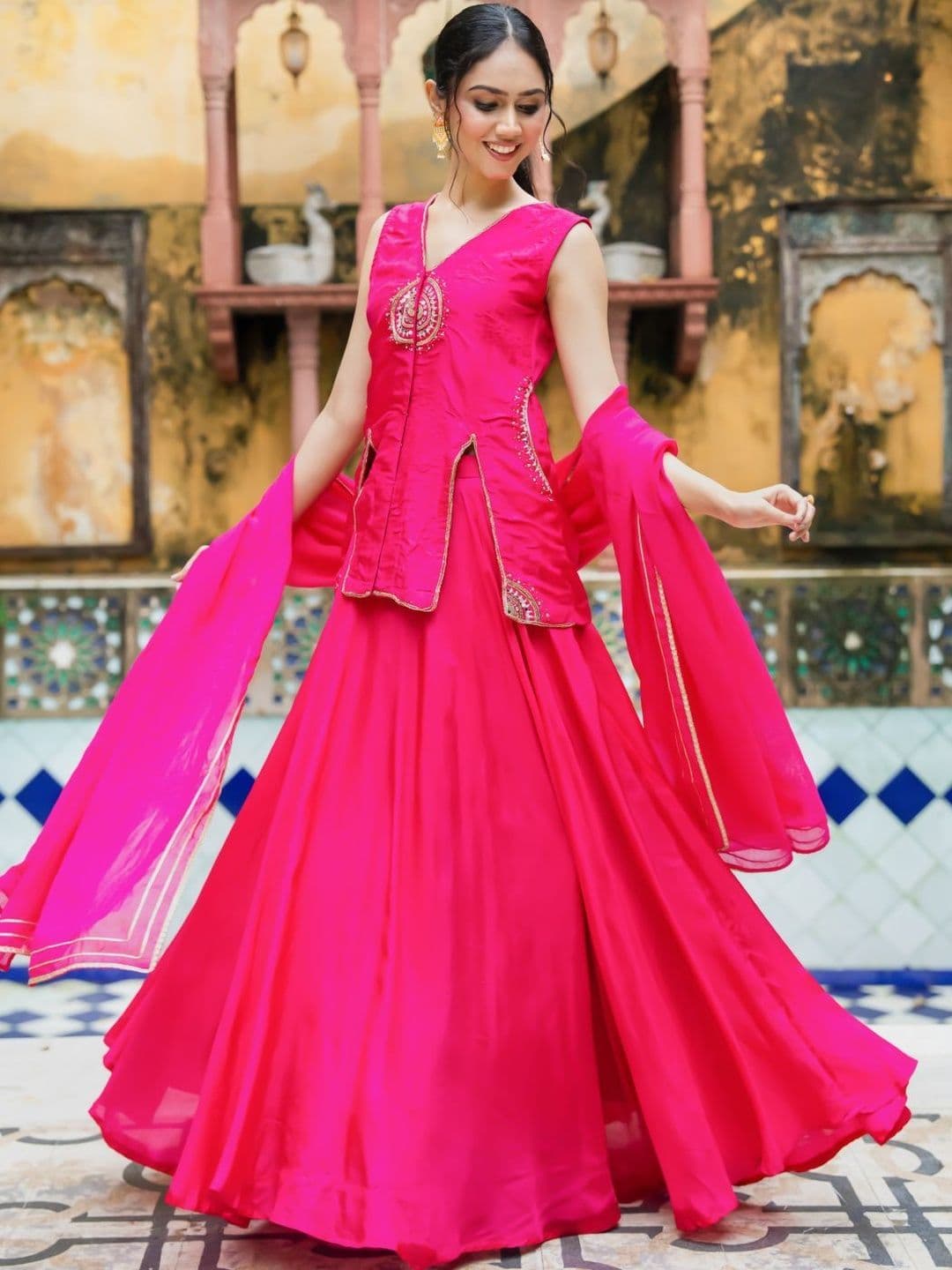 HOUSE OF JAMOTI Embroidered Ready to Wear Lehenga & Blouse With Dupatta thumbnail 6