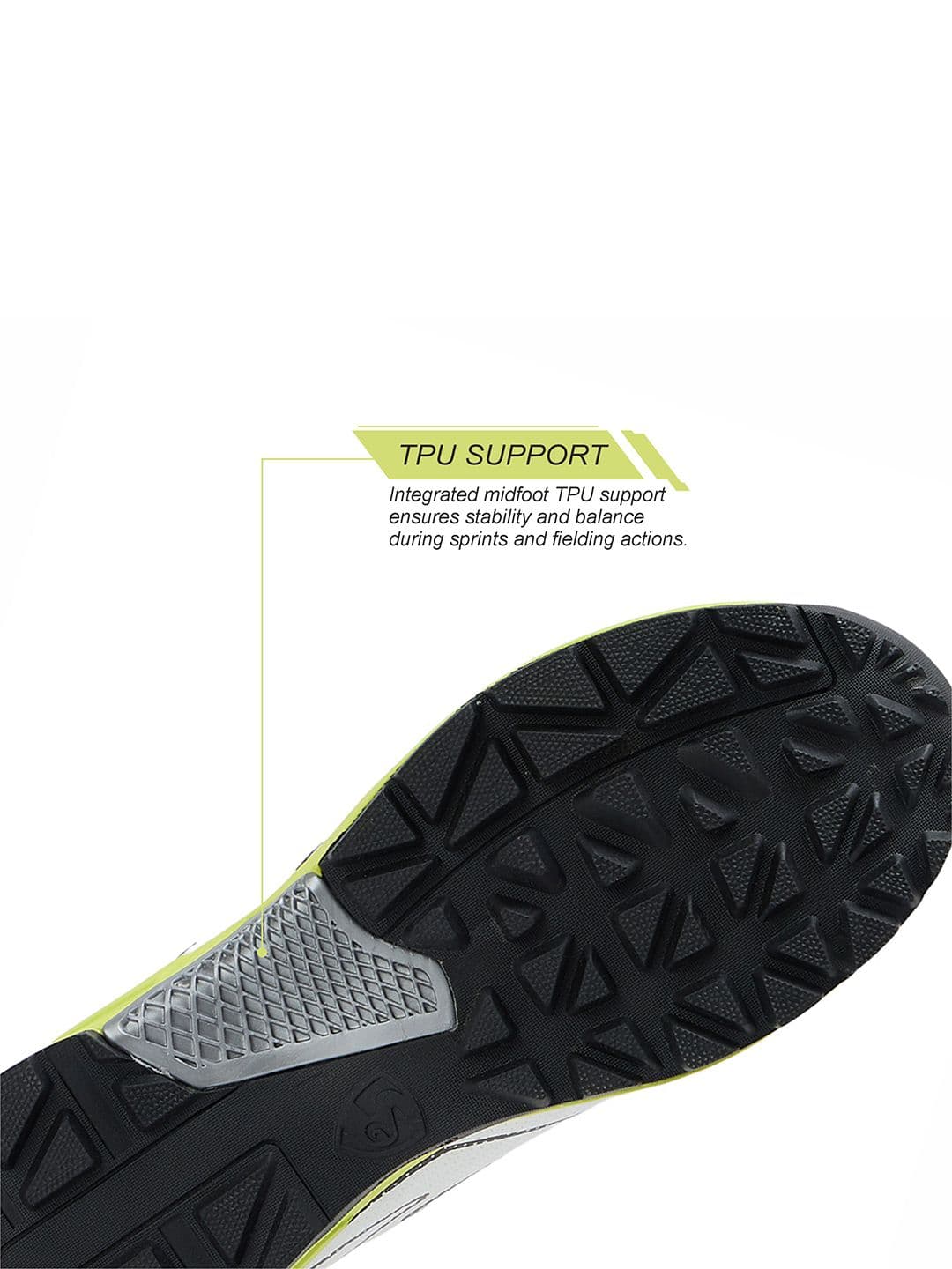 SG Scorer Edge Shoes White-Volt Green - Supportive Cushioned Cricket Shoes thumbnail 2