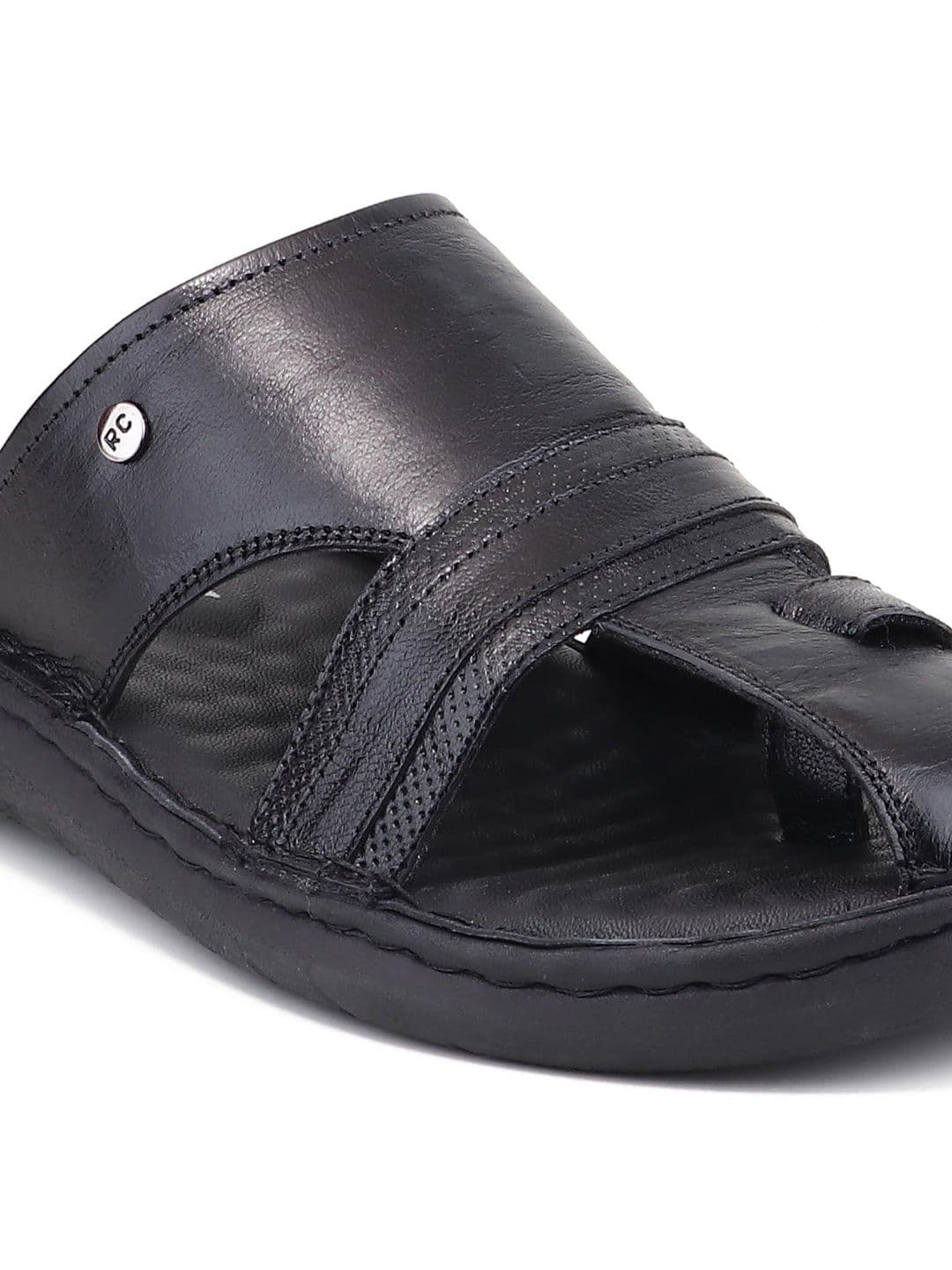 Red Chief Men Leather Cushioned Slippers thumbnail 3