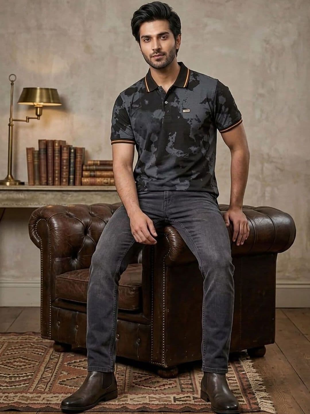 SZN Men Dyed Polo Collar T-shirt thumbnail 5
