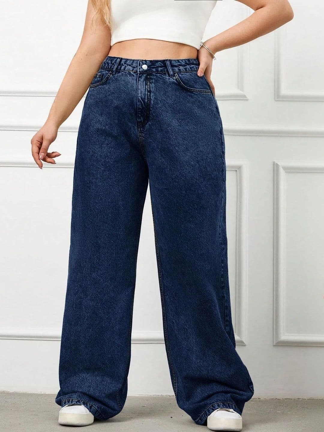A1TUFF Women Comfort Wide Leg High-Rise Light Fade Acid Wash Stretchable Denim Jeans - view 1