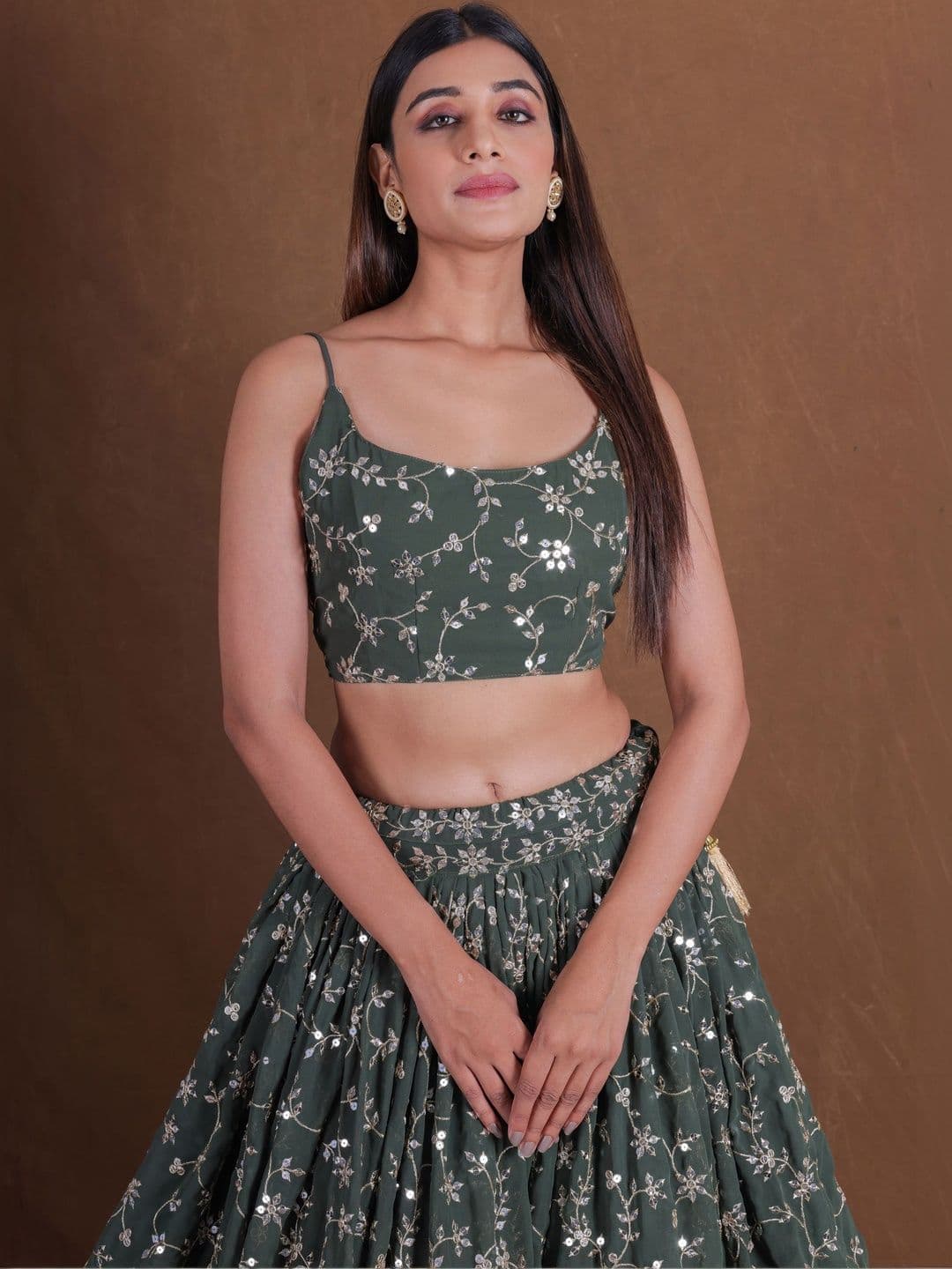 JIHU CULTURE Embellished Sequinned Semi-Stitched Lehenga & Blouse With Dupatta thumbnail 4