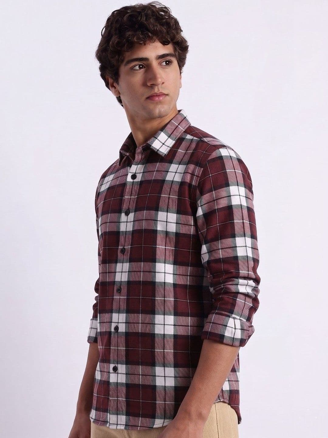 VELKYNOX Men Comfort Slim Fit Tartan Checks Checked Casual Shirt thumbnail 3