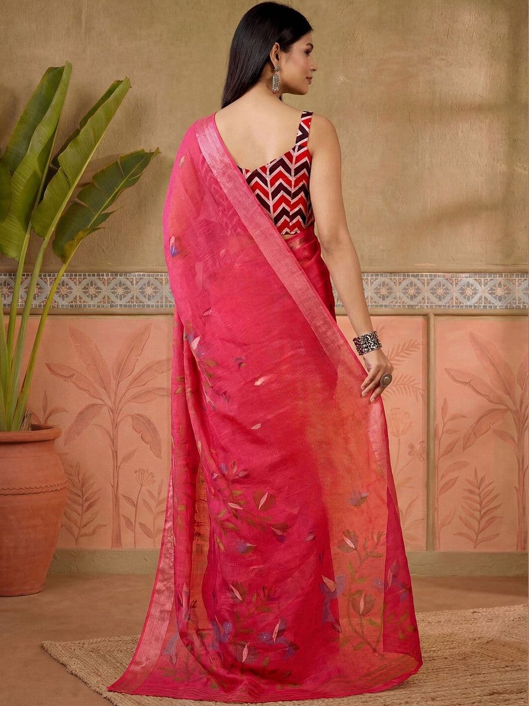Sangria Printed Ready To Wear Sarees Blouse Piece thumbnail 6