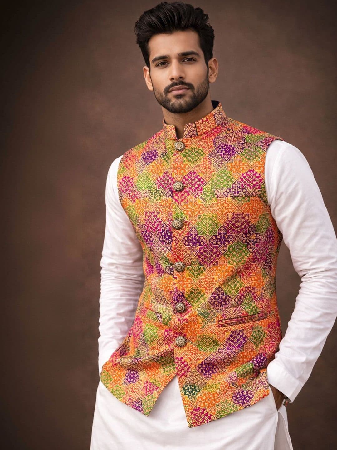 MODERN MUGHALS Woven Design Nehru Jackets - view 1
