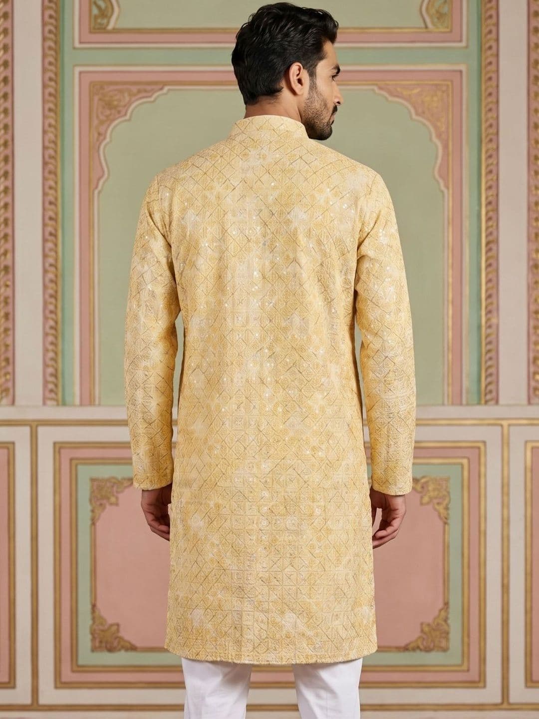 Jompers Men Embroidered Sequinned Kurta thumbnail 4