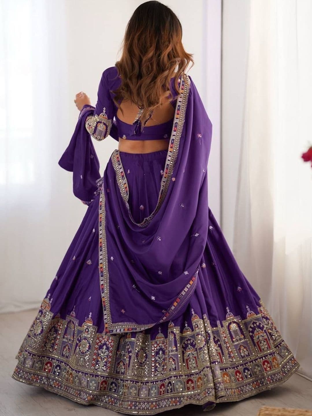 DREAM EXPORTER Embellished Sequence Work Semi-Stitched Lehenga & Blouse With Dupatta thumbnail 4