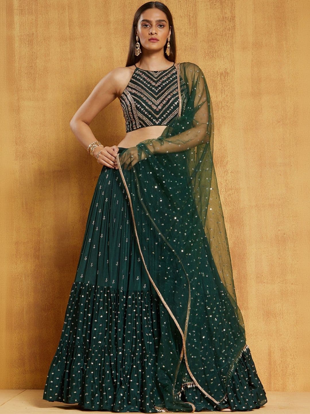 DREAM EXPORTER Embellished Semi-Stitched Lehenga & Unstitched Blouse With Dupatta - view 1