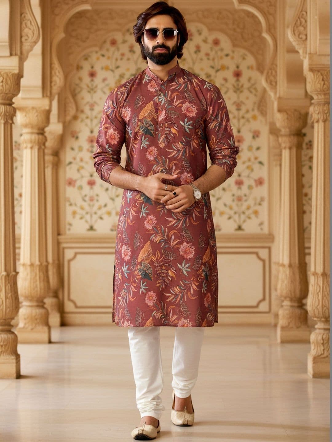 RANGRAAG Men Floral Printed Kurta