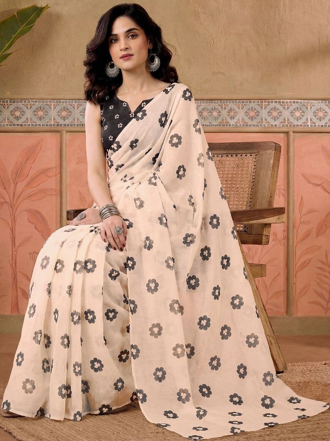Sangria Printed Chanderi Ready to Wear Saree Blouse Piece thumbnail 4