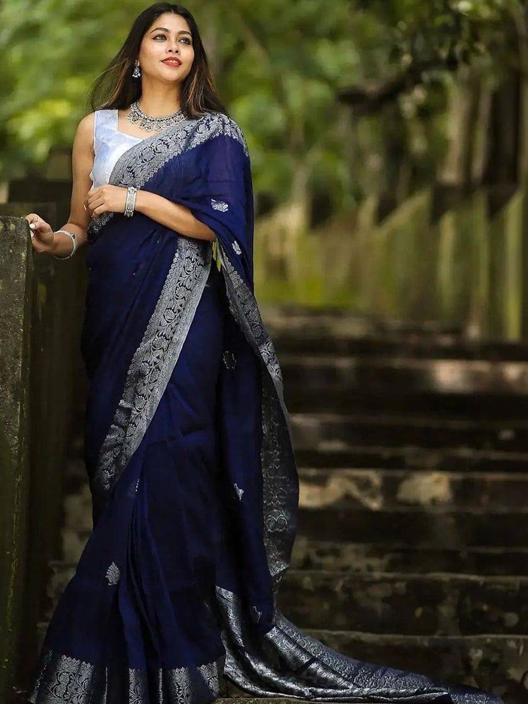 all about you Woven Design Zari Silk Blend Mysore Silk Saree - view 1