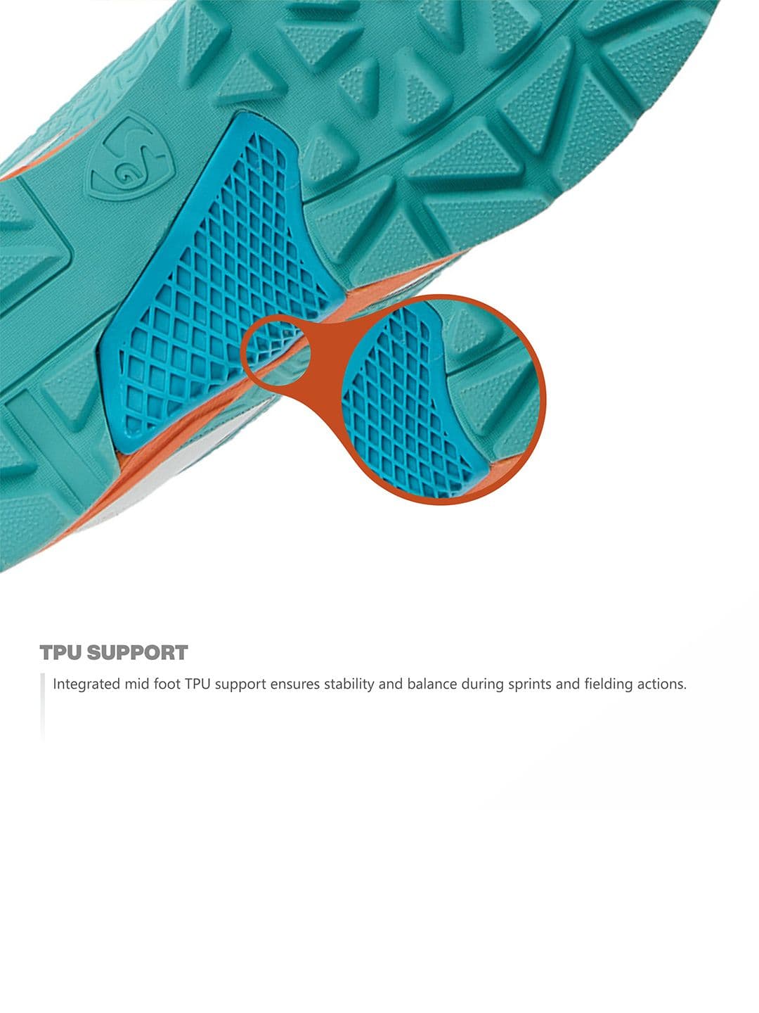 SG Club Evo Stud Shoes White-Orange-Aqua - Mesh Upper EVA Stable Support thumbnail 4