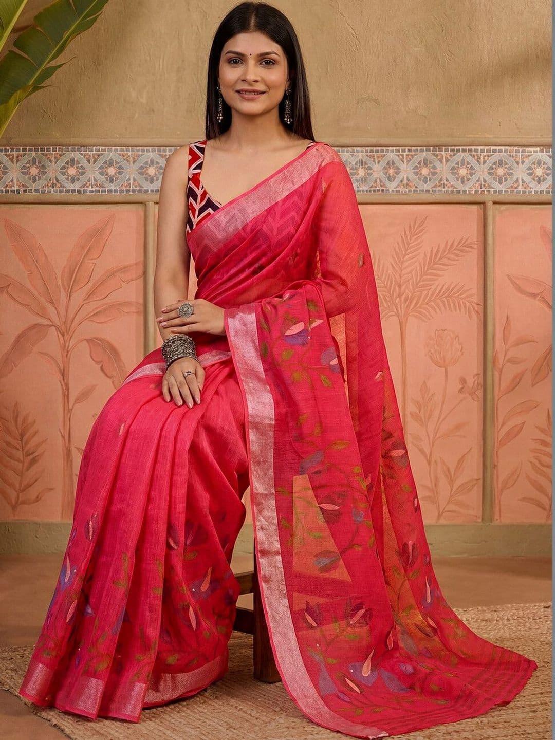 Sangria Printed Ready To Wear Sarees Blouse Piece thumbnail 7