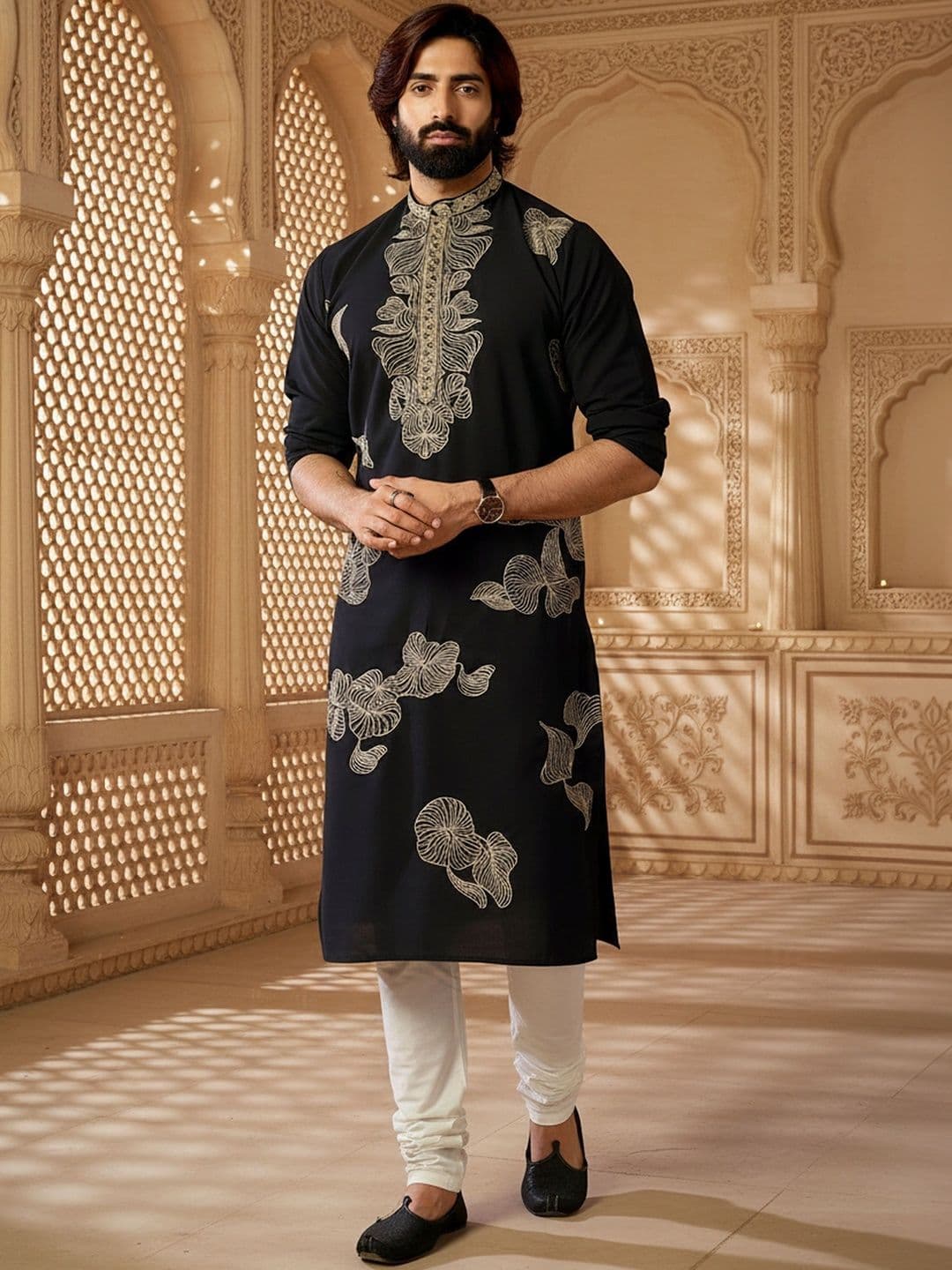 RANGRAAG Men Ethnic Motifs Embroidered Thread Work Kurta thumbnail 5