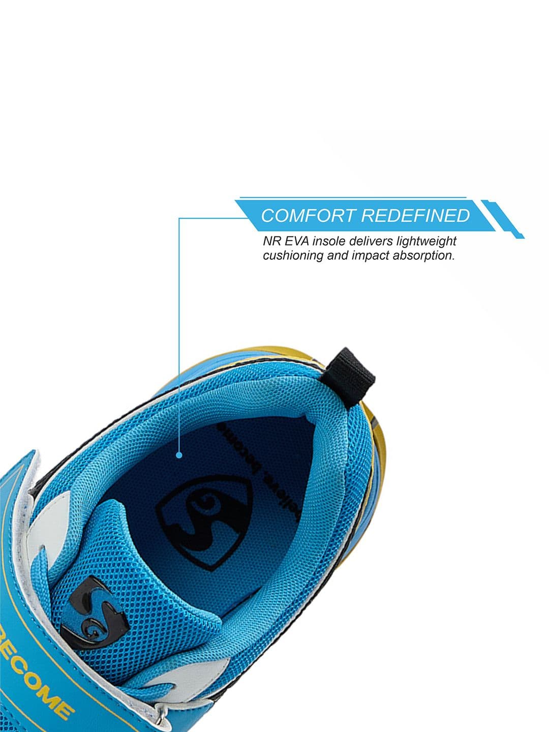 SG Century Pace Bowling Shoes White-Blue-Yellow - Stable Stud EVA Cushion thumbnail 7