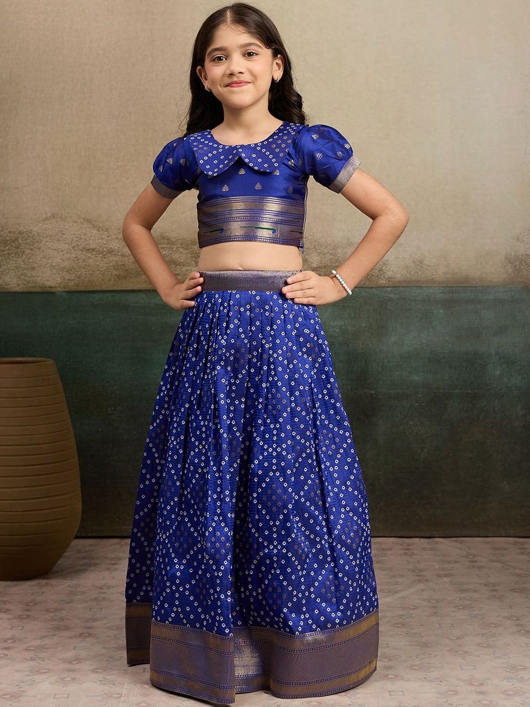 KALINI Girls Embroidered Ready to Wear Semi-Stitched Lehenga & Choli thumbnail 7