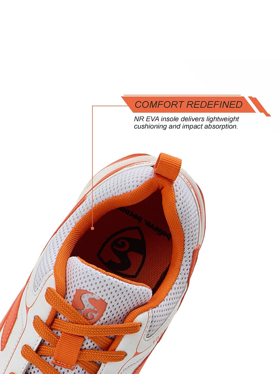 SG Yorker Pro Shoes White-Orange - All Rounder Training & Match Shoes thumbnail 4