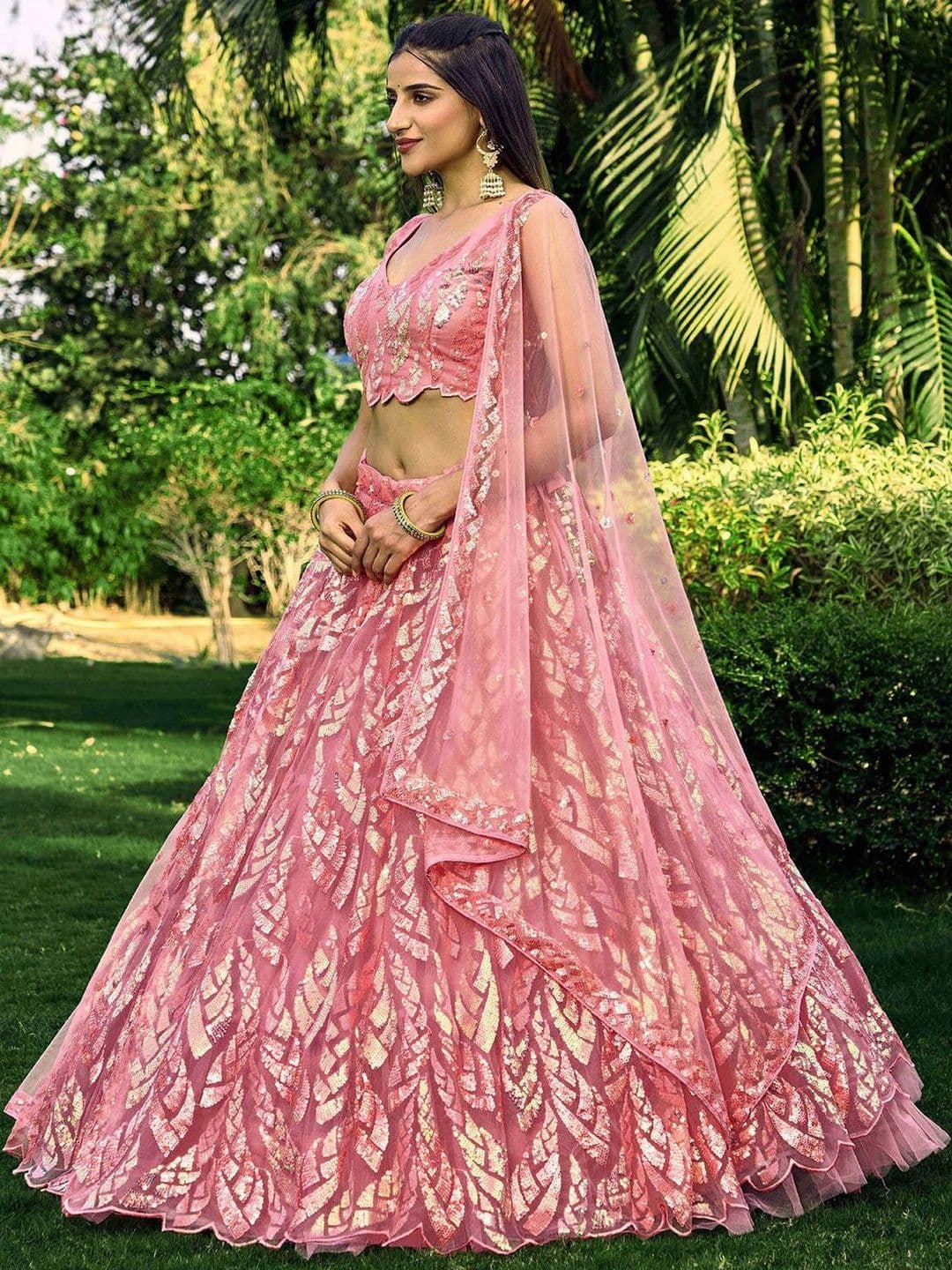 Fusionic Embellished Sequinned Semi-Stitched Lehenga & Blouse With Dupatta thumbnail 4