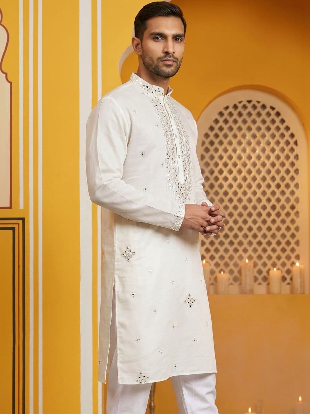 Jompers Men Embellished Mirror Work Kurta thumbnail 2