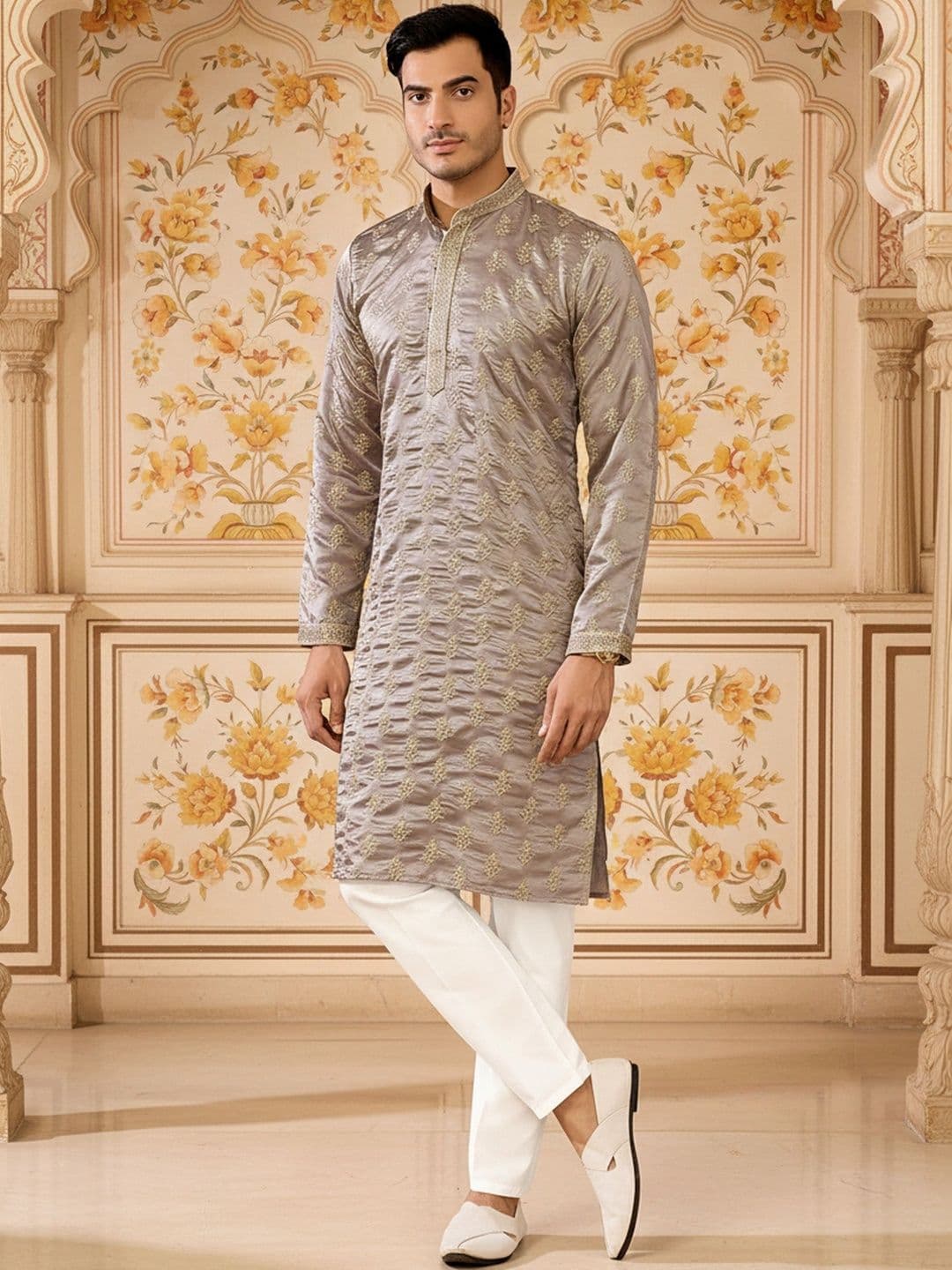 RANGRAAG Men Embellished Thread Work Kurta thumbnail 3