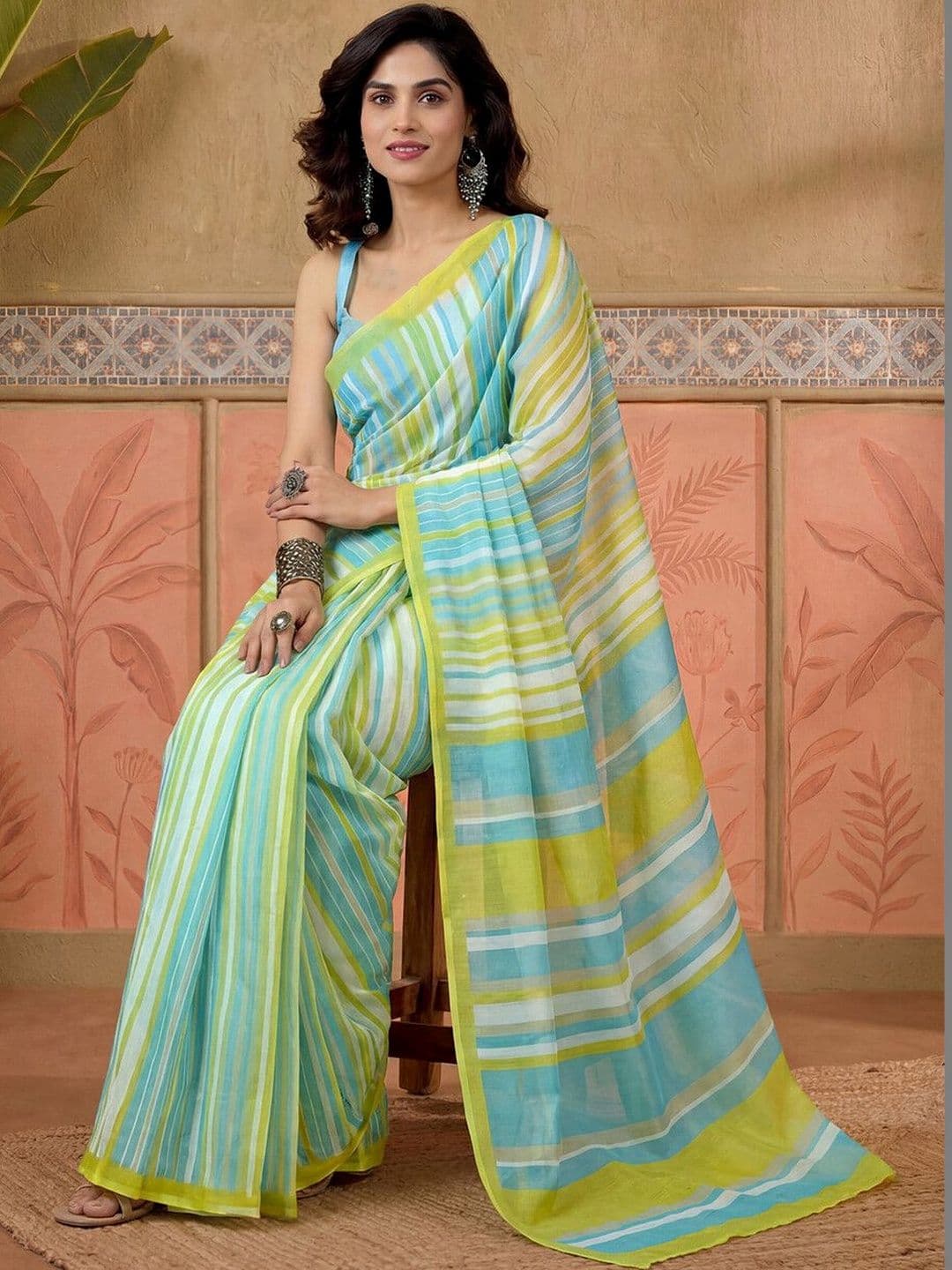 Sangria Printed Chanderi Ready to Wear Saree Blouse Piece thumbnail 5