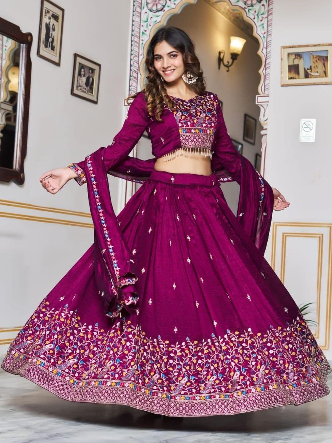 PEDR TRENDS Embroidered Thread Work Semi-Stitched Lehenga & Blouse With Dupatta - view 1