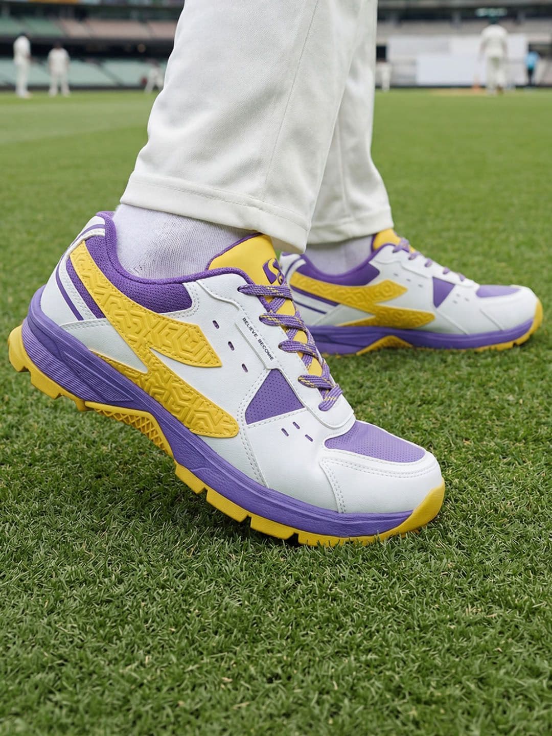 SG Club Evo Stud Shoes White-Purple-Yellow - Mesh Upper EVA Stable Support thumbnail 6