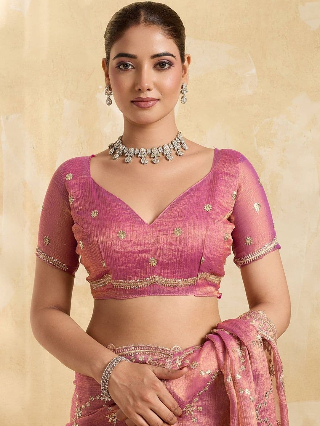all about you Embellished Organza Heavy Work Saree With Blouse Piece thumbnail 4