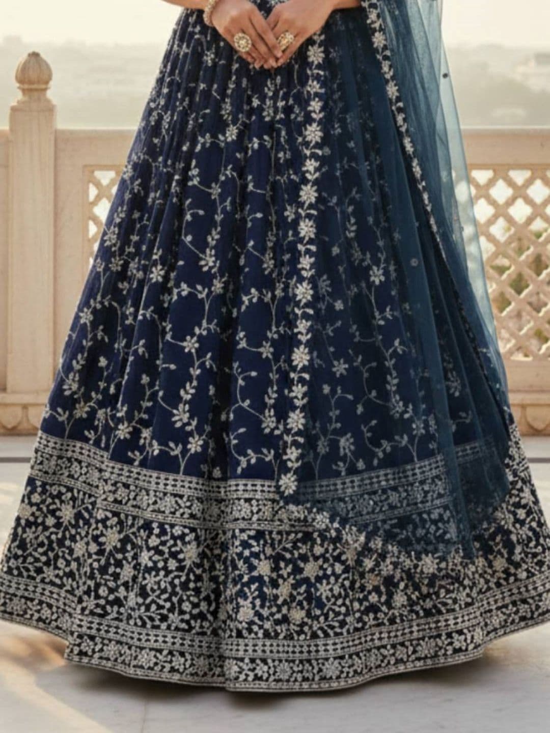 DREAM EXPORTER Embroidered Thread Work Semi-Stitched Lehenga & Blouse With Dupatta thumbnail 6