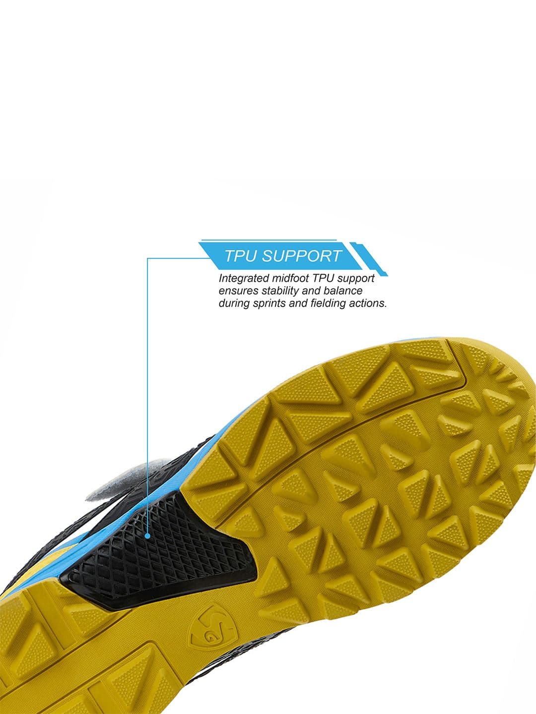 SG Century Pace Bowling Shoes White-Blue-Yellow - Stable Stud EVA Cushion thumbnail 3