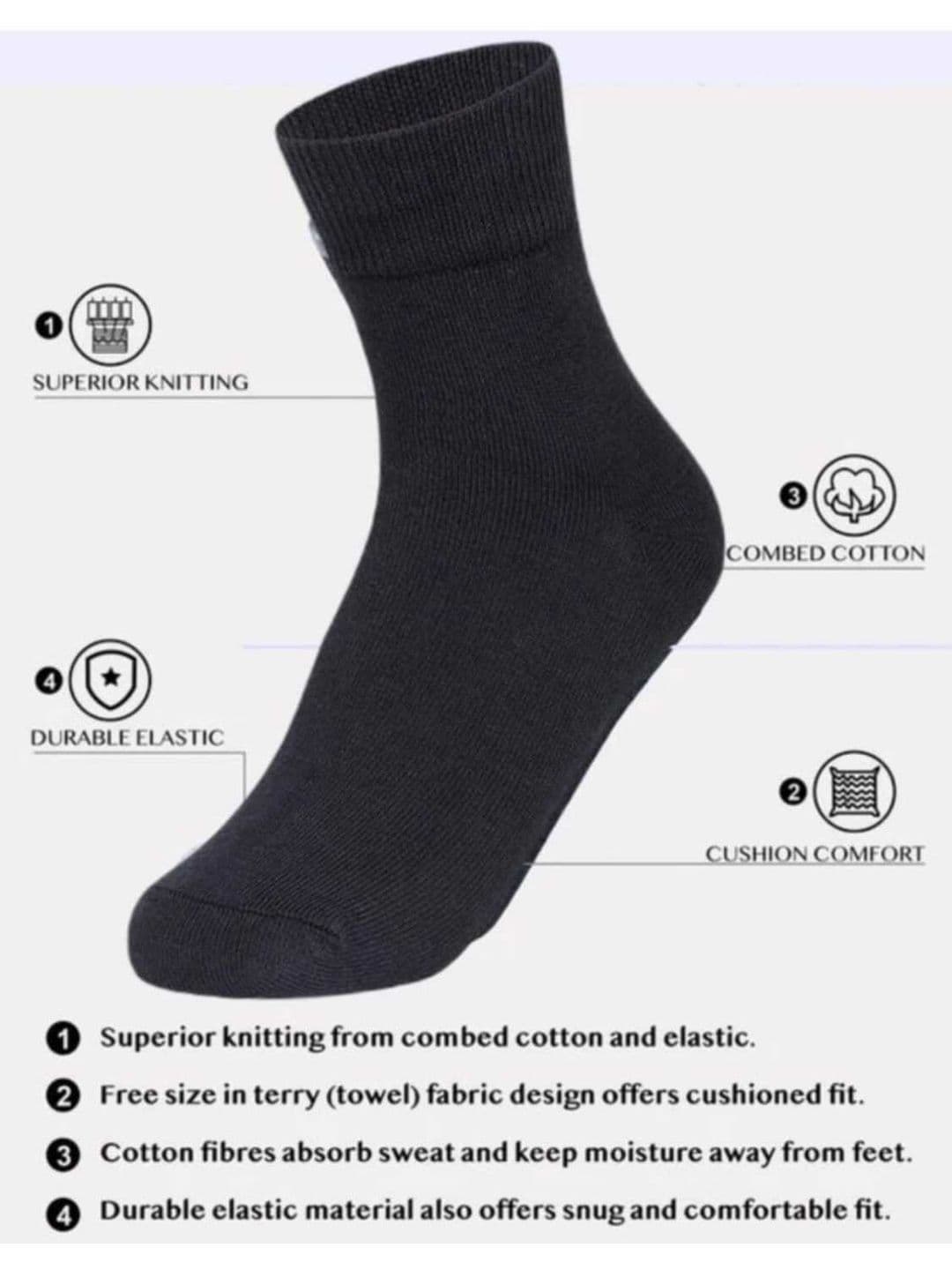akeet trend Unisex Cotton Assorted Calf Length Socks thumbnail 2