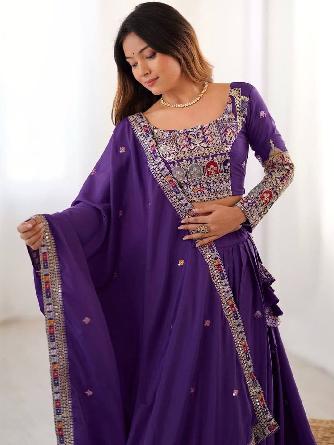 DREAM EXPORTER Embellished Sequence Work Semi-Stitched Lehenga & Blouse With Dupatta thumbnail 3