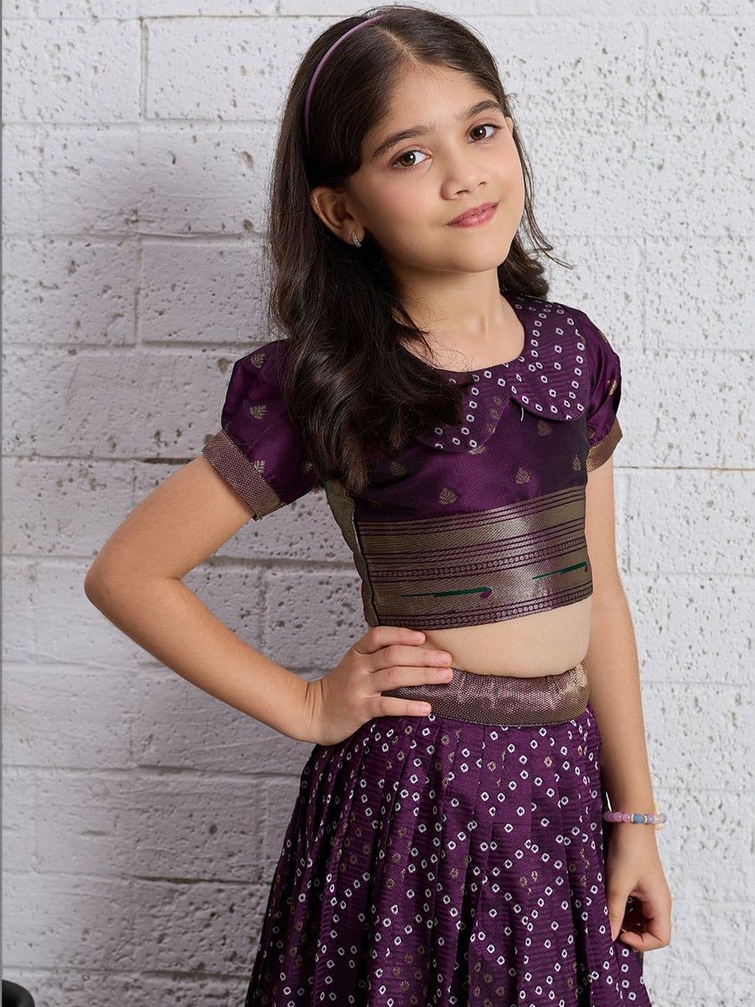 KALINI Girls Embellished Semi-Stitched Lehenga & Choli thumbnail 4