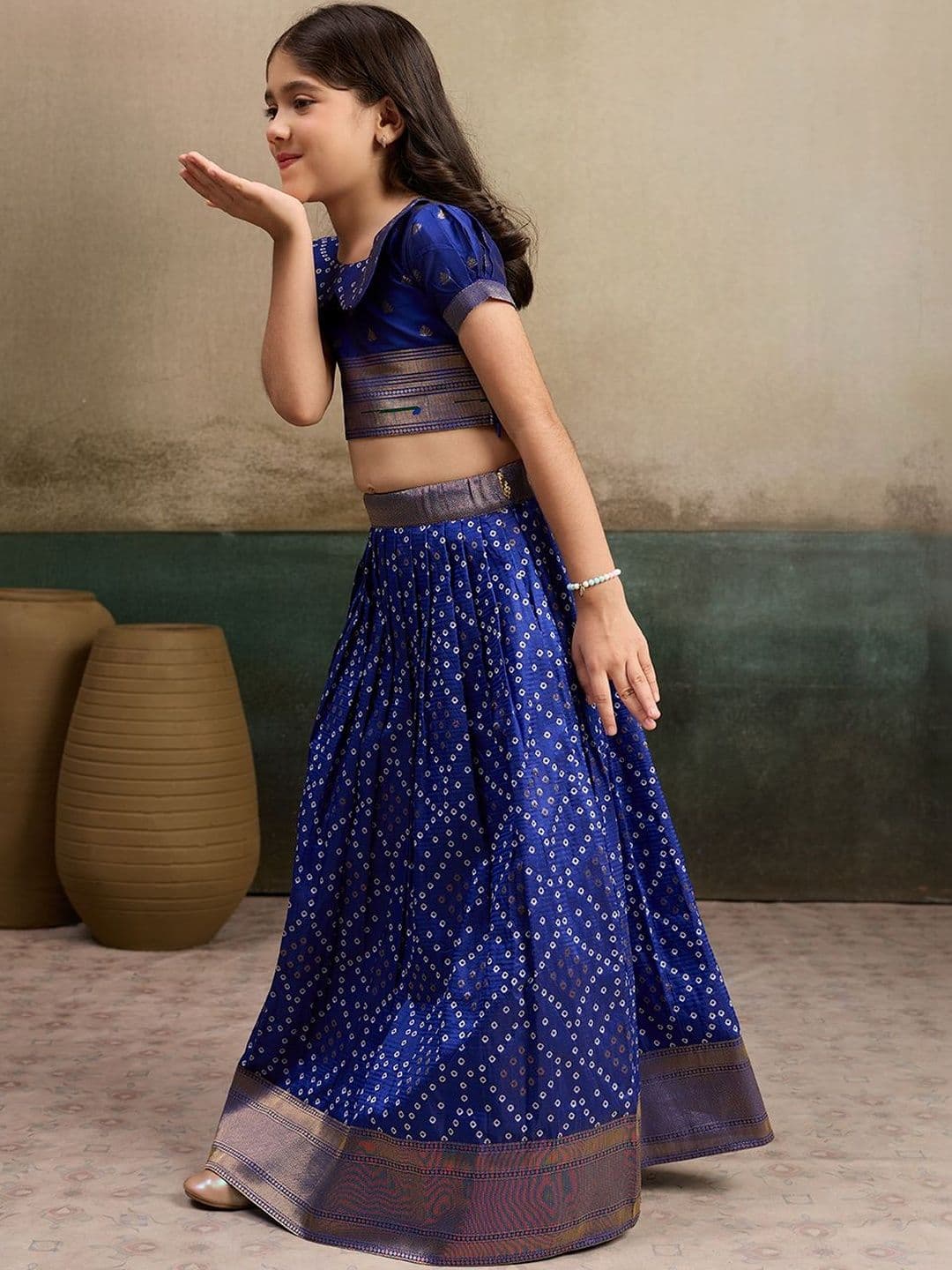 KALINI Girls Embroidered Ready to Wear Semi-Stitched Lehenga & Choli thumbnail 5