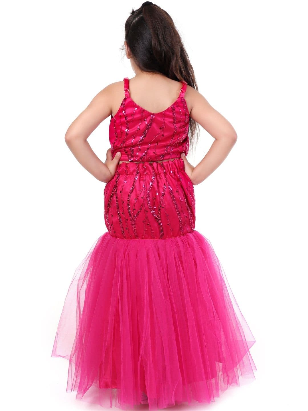 Huggle Boo Girls Magenta Fish Cut Sequin Lehenga Choli thumbnail 5