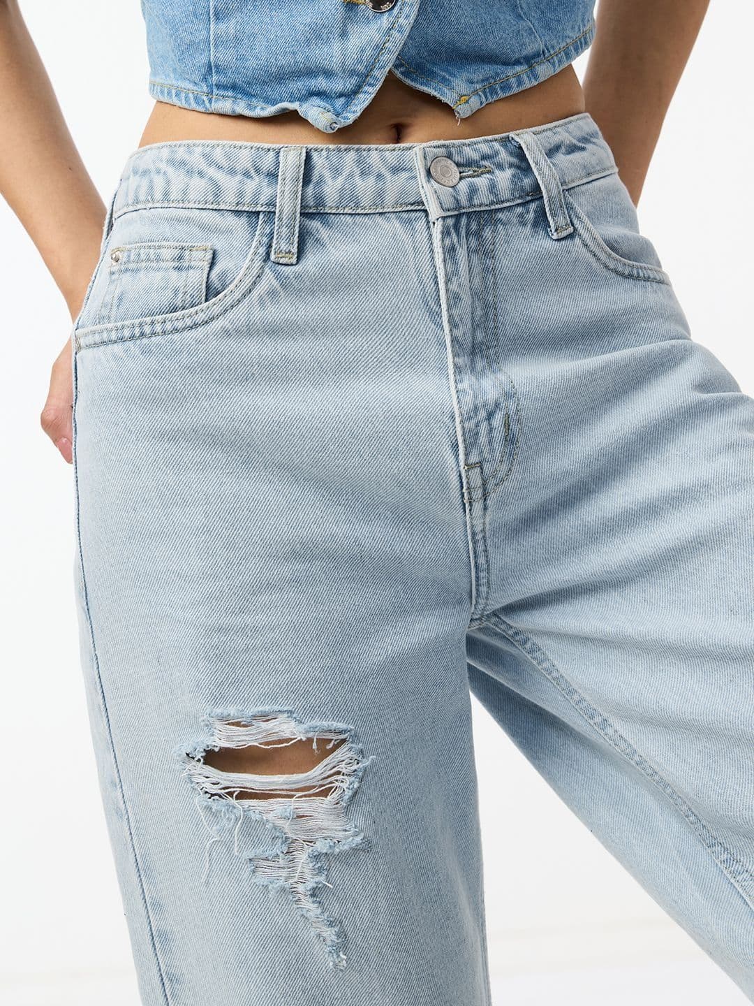 The Souled Store Women Straight Fit Blue Jeans thumbnail 2