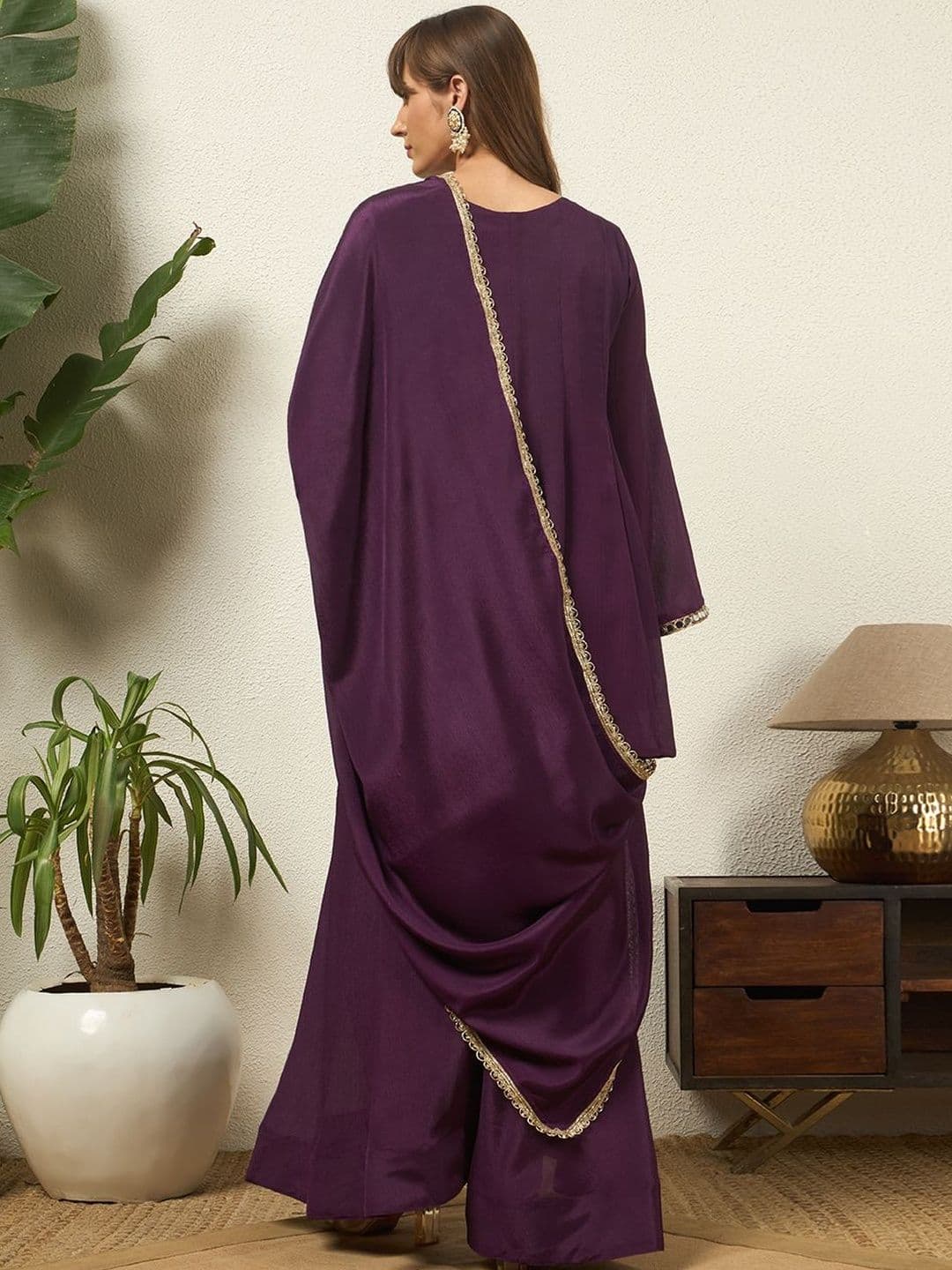 Honky Tonky Women Ethnic Motifs Embroidered Regular Mirror Work Kurta with Palazzos & With Dupatta thumbnail 5