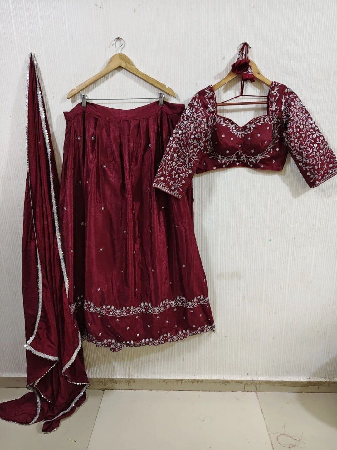 PEDR TRENDS Embroidered Thread Work Semi-Stitched Lehenga & Blouse With Dupatta thumbnail 2