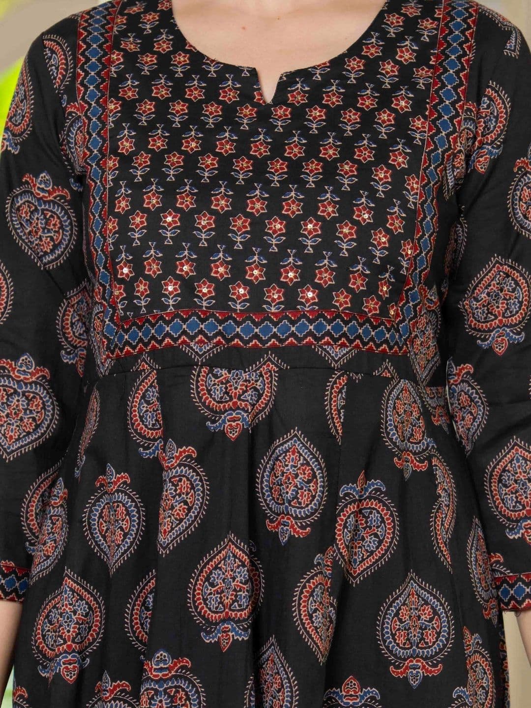 KALINI Women Ethnic Motifs Printed Panelled Pure Cotton Kurta with Trousers & With Dupatta thumbnail 2