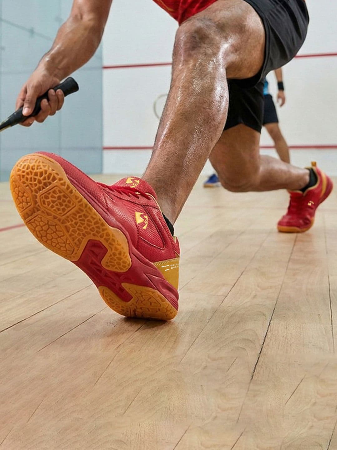 SG Court Pro Shoes Red-Gold best for Badminton, Pickleball & Tennis Shoes thumbnail 3