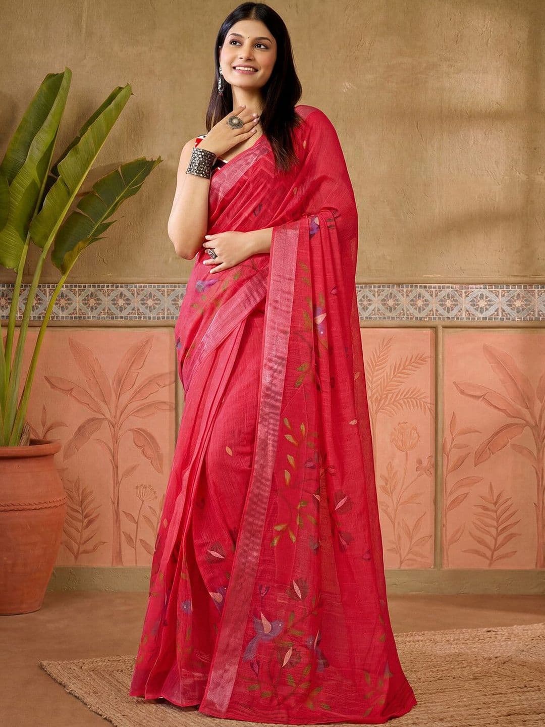 Sangria Printed Ready To Wear Sarees Blouse Piece thumbnail 2