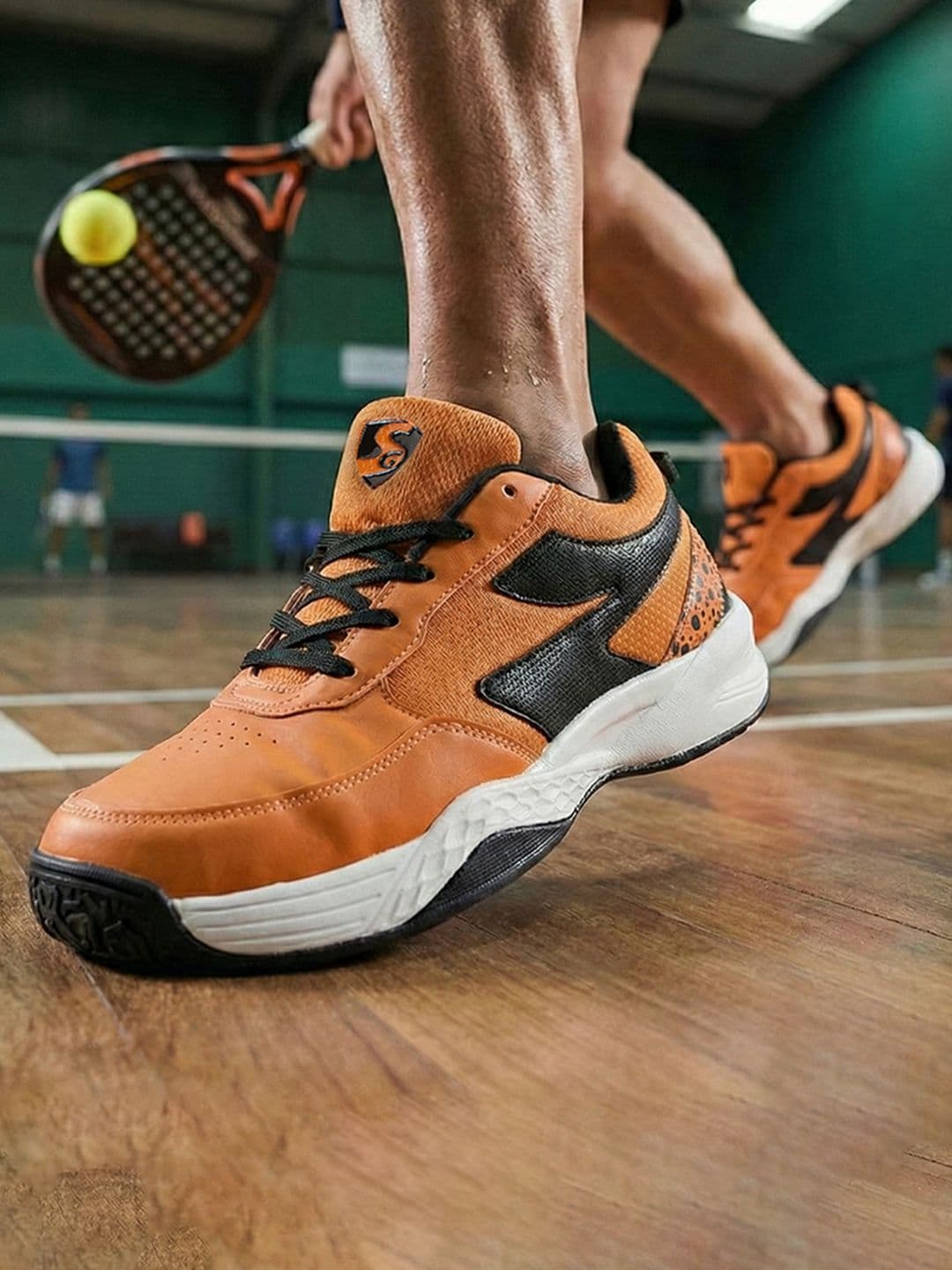 SG Raptor Neon Orange-Black All-court shoes best for Badminton Pickleball & Tennis Shoes thumbnail 6