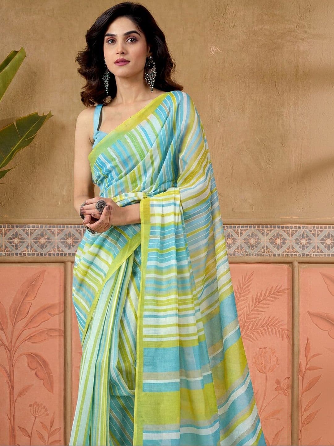 Sangria Printed Chanderi Ready to Wear Saree Blouse Piece - view 1