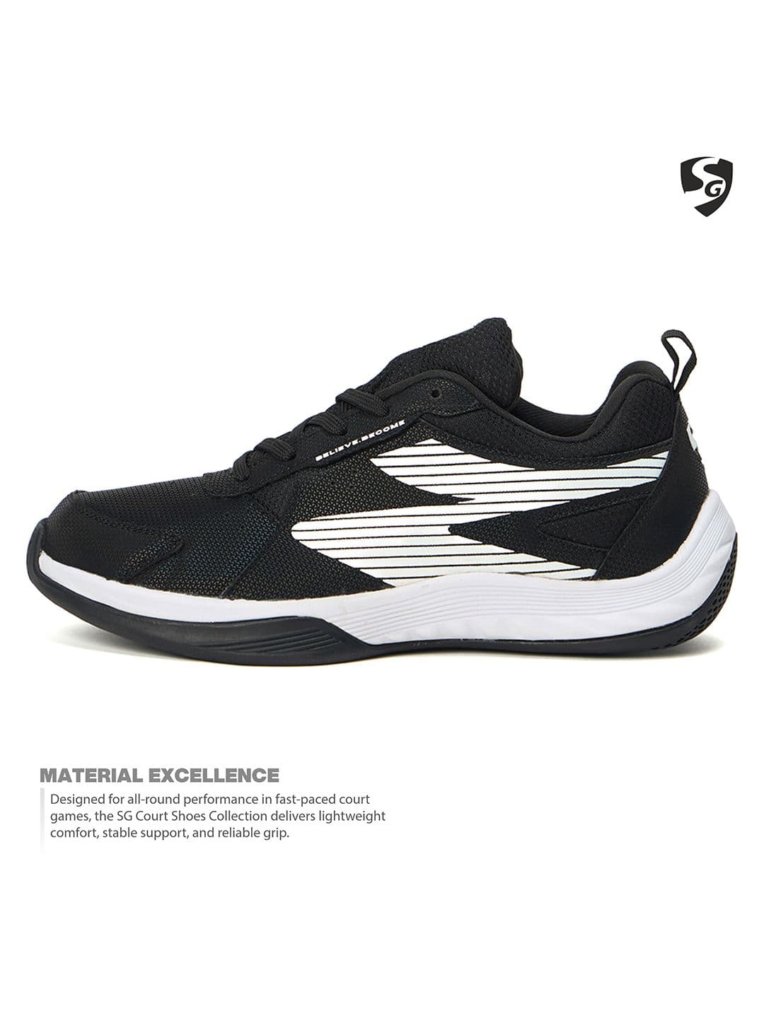 SG Ease Black-white All-court shoes best for Badminton Pickleball & Tennis Shoes thumbnail 5