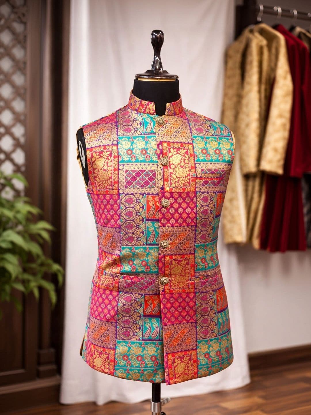 MODERN MUGHALS Woven Design Nehru Jackets thumbnail 2