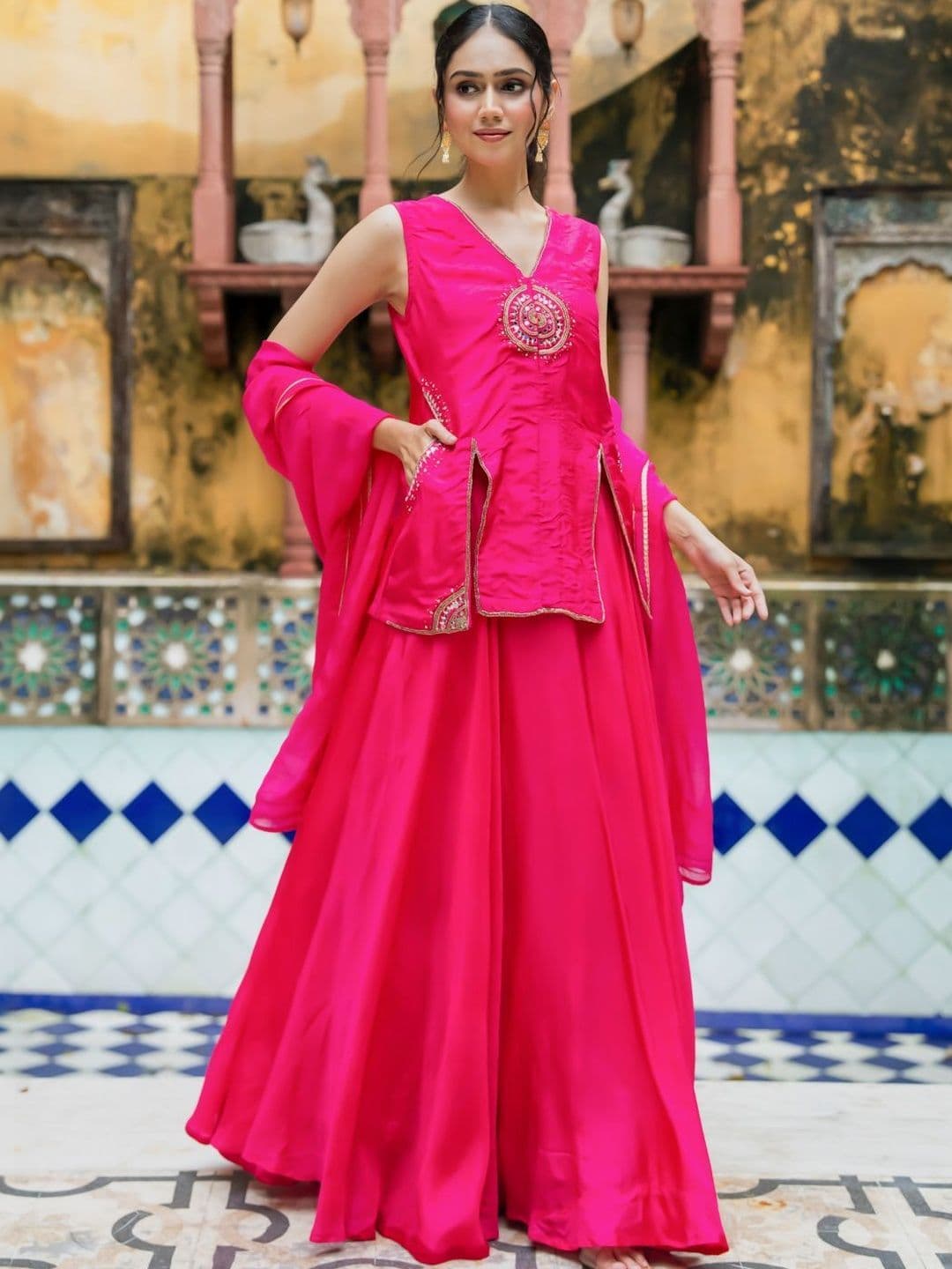 HOUSE OF JAMOTI Embroidered Ready to Wear Lehenga & Blouse With Dupatta thumbnail 5