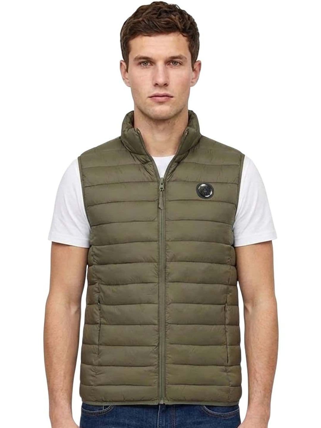 Cavalli Class Olive Logo Puffer Vest - view 1