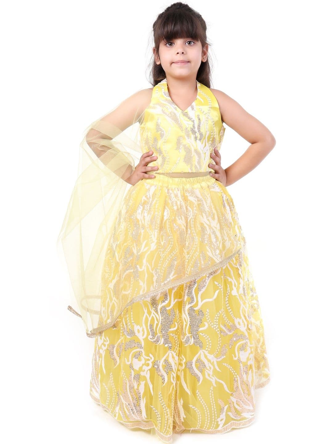 Huggle Boo Girls Yellow Sequin Lehenga Choli thumbnail 4