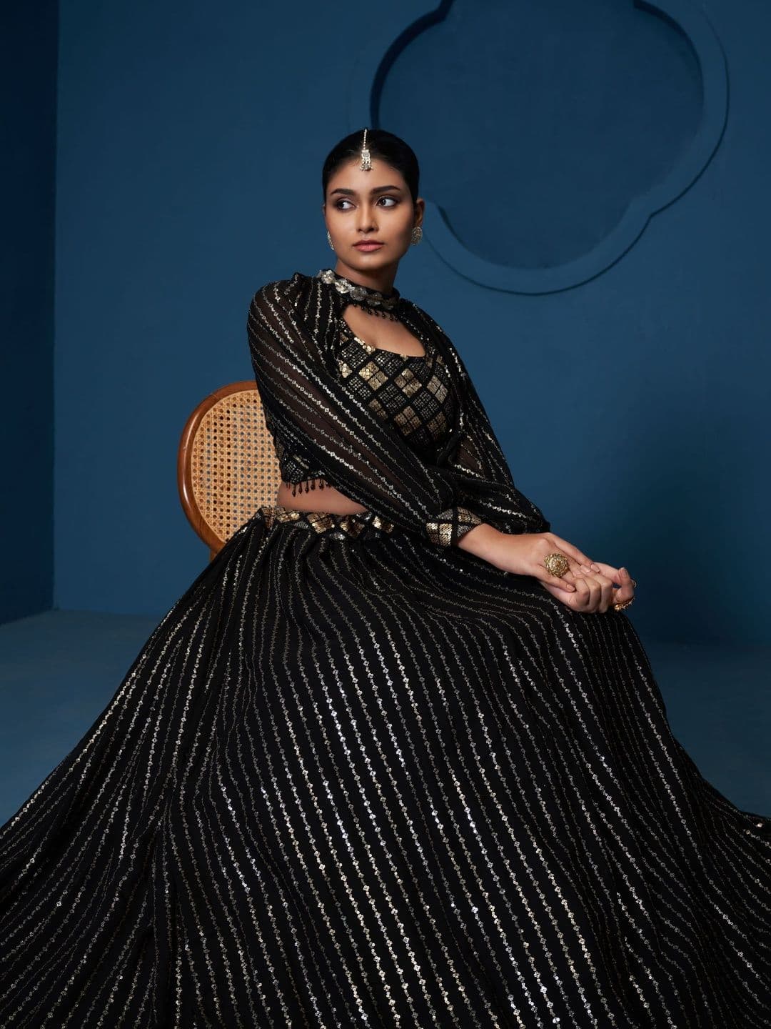 DREAM EXPORTER Embellished Semi-Stitched Lehenga & Blouse With Unstiched Choker Sleeve thumbnail 4